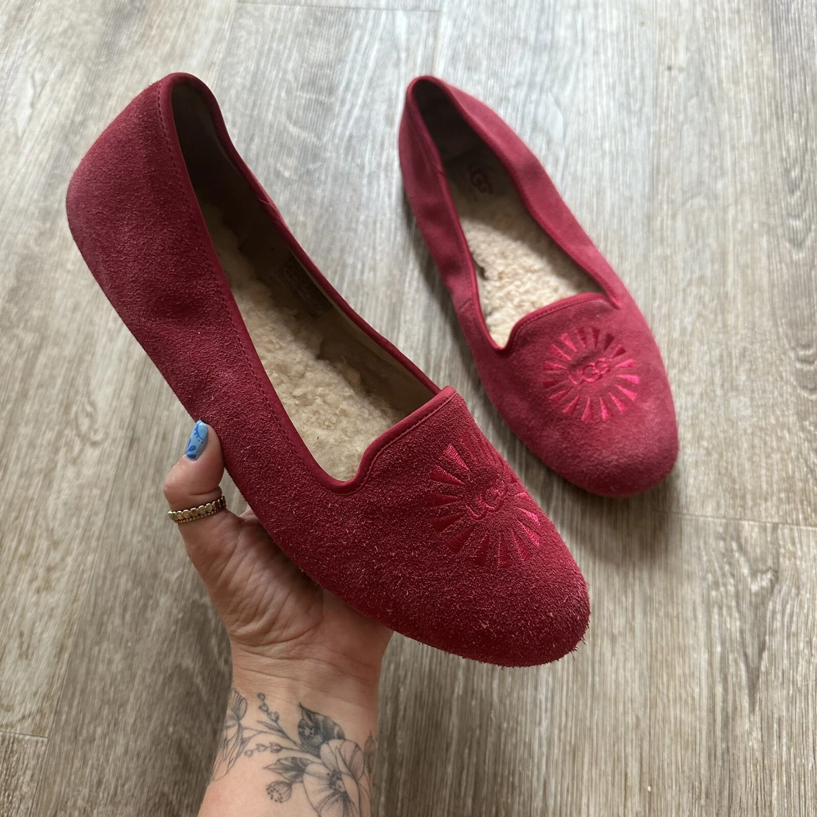 Mocassino piatto foderato in pelle scamosciata Ugg Alloway da donna taglia 10