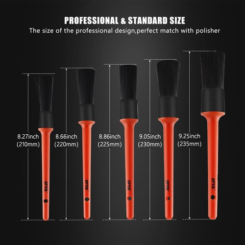 SPTA 5pcs Orange Car Detailing Brush Set For Dashboard Crevice Engine Cleaning - Picture 5 of 7