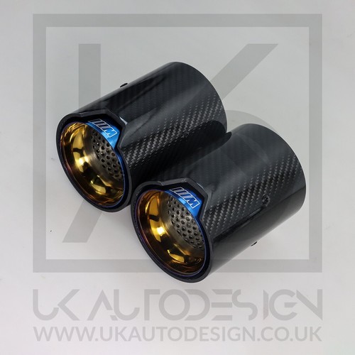 2 x BMW M135i/M140i/M235i/M240i MP blau Kohlefaser Auspuffspitze F20/F21/F22/F23 - Bild 3 von 6