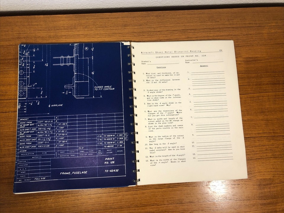 RARE WWII Aviation Manual: AIRCRAFT SHEET METAL BLUEPRINT READING publ ...