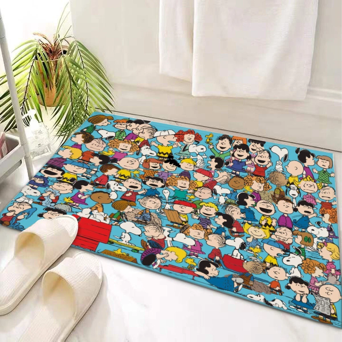 Peanuts Snoop Characters Print Doormat Rug Carpet With Non-slip Backing