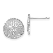 14k White Gold Sand Dollar Stud Earrings Perfect Gift for Her