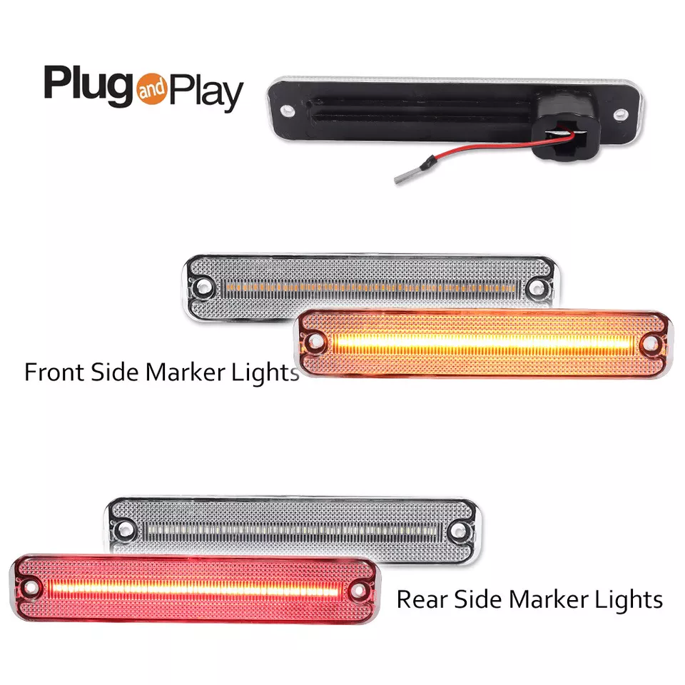 Luzes indicadoras laterais de LED dianteiras e traseiras transparentes 4 peças para Ford F TRUCK BRONCO ECONOMOLINE - Imagem 2 de 4