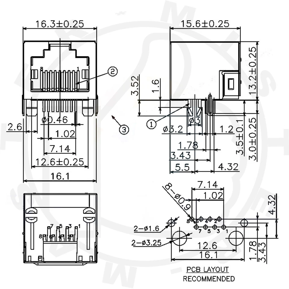 RJ-45 CONNETTORE ETHERNET A SALDARE PRESA FEMMINA 8 PIN A 90°  SENZA LED 8P8C - Immagine 3 di 3