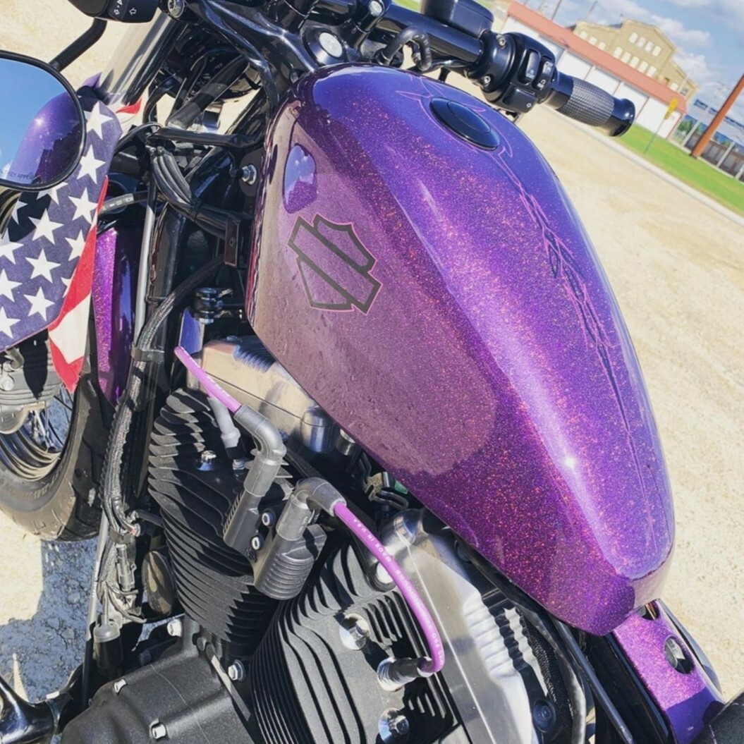 Harley Sportster Coil Relocation kit with Purple Spark plug wires 07