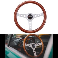 14 Steering Wheel Wood Grain Brushed Spoke Horn Button Universal Flat Wooden 14 Steering Wheel Wood Grain Brushed Spoke Horn Button Universal Flat Wooden