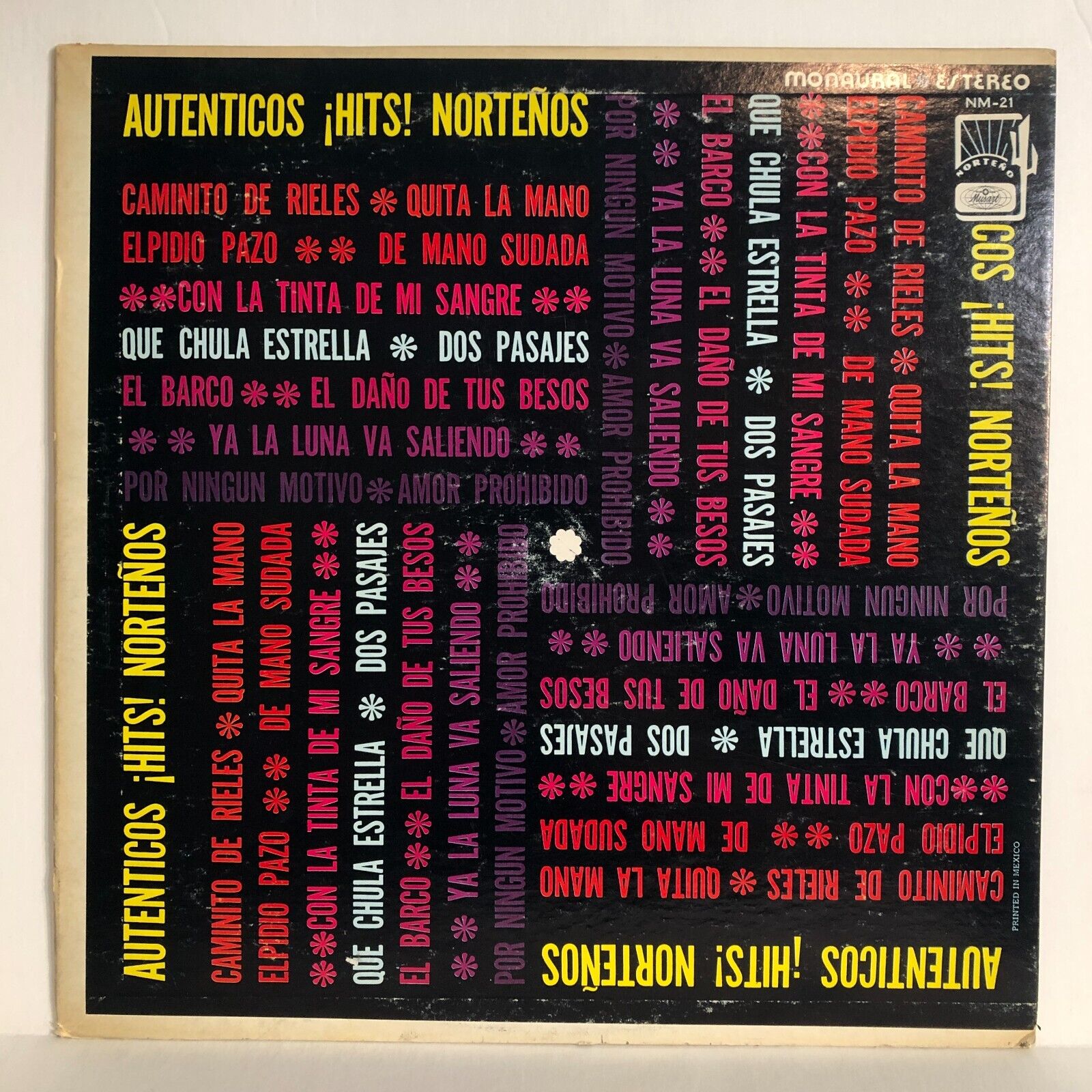 Authenticos Hits! Norteños 1970s Musart Compilation LP Norterno Vinyl Record NM