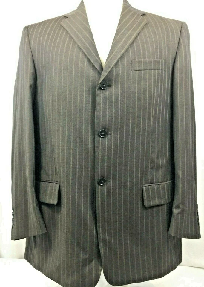 Traje Chaqueta Claiborne Para Hombres 3 Botones 100% Lana Marrón Tira Talla 44R Foto 3 de 4