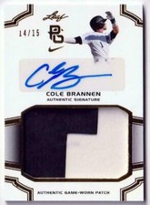 Cole Brannen  #14/15 Auto RC Patch 2016 Leaf Perfect Game - Aliz