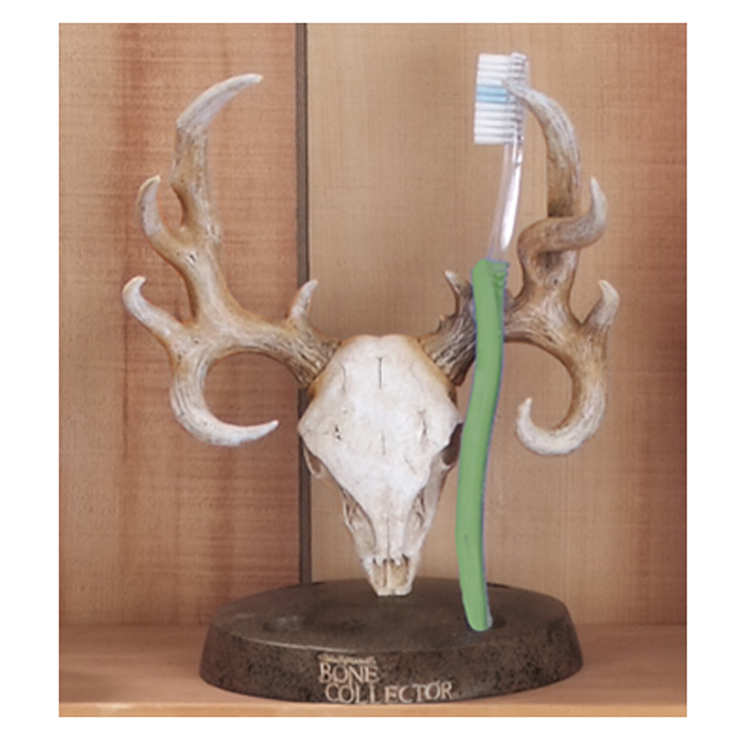 Bone Collector Tooth Brush Holder Resin Deer Skull Antler Logo Michael Waddell