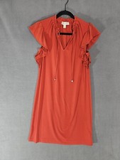 Michael Kors Womens XS Tunic Mini Dress Orange Sleeveless Vneck