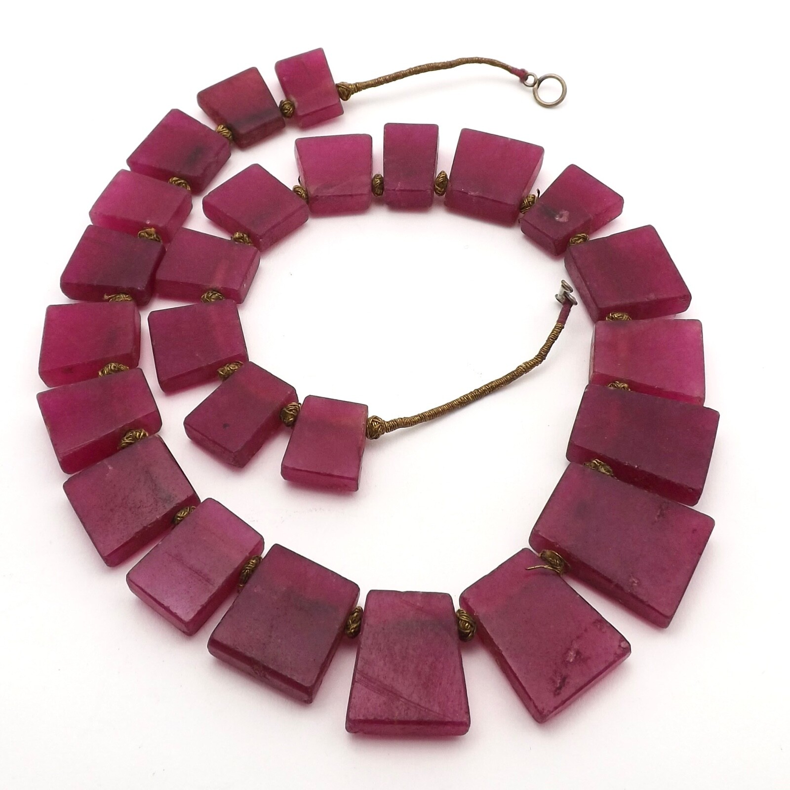 Silver Toggle Strung Indian Ruby Graduated Neckla… - image 6