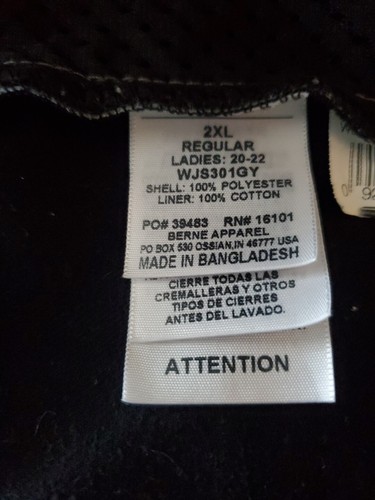 BERNE Jkt- Women's 2XL (20-22) Gray Soft Shell Coat Workwear Hooded New - Picture 13 of 16