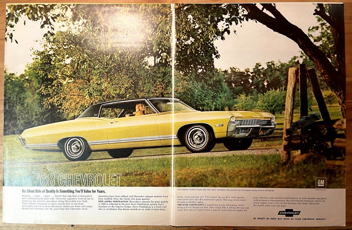 Original 1968 Chevrolets AD: '68 Chevrolet. Its silent ride of quality |  eBay