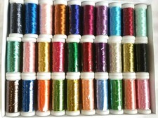 30 Metallic Embroidery Threads Spools 30 different Colors 200 Mtrs Bargain Price