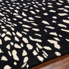 New Hand-Tufted Nz Wool Area Rug, Black Color Rug, Modern Design rug