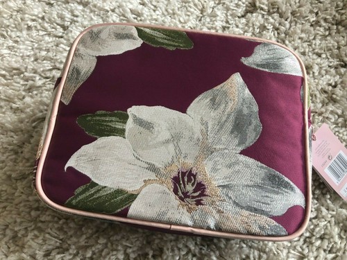 Ted Baker burgundische kosmetische Make-up-Tasche mit Blumenmuster neu - kein Inhalt - Bild 2 von 3