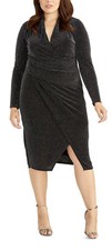 Women s Formal Dress Plus Size 24W RACHEL RACHEL ROY Sheath Black Long Sleeves