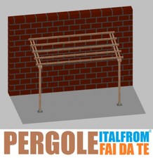 Pergola in Legno Impregnato Addossata Gazebo Tettoia Pompeiana Tassella 2X4X2,5h
