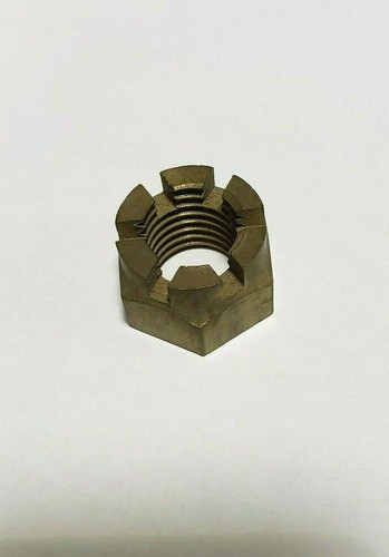 Vintage NOS 7/8"- 9 Brass In-Board Boat Prop Propeller Castle Nut, each - Foto 3 di 3