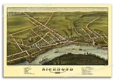 Richmond Maine 1878 Historic Panoramic Town Map - 20x30