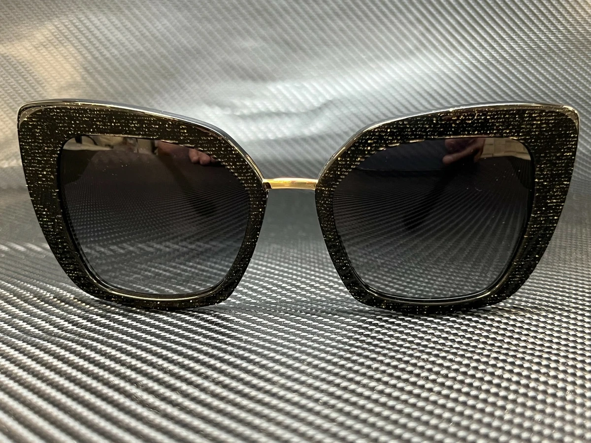 DOLCE GABBANA DG4359 32188G Glitter Gold Black Square Women s 52 mm Sunglasses