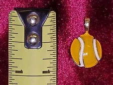 Tennis Ball Pendant, Yellow Enamel Painted, NEW Necklace Jewelry