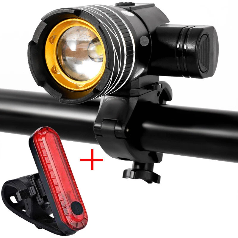 2 Sets USB Rechargeable LED Bicycle Headlight Bike Front Rear Lamp Cycling Light - Image 3 of 4