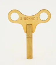 Clock Winding Key Brass 3 mm 3.00 mm Size Number 3 Antique Vintage Clocks 3.0 mm