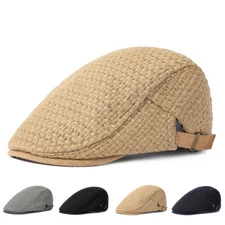 Men Newsboy Gatsby Hats Linen Warm Caps Casual Outdoor Driving Golf Beret Hat