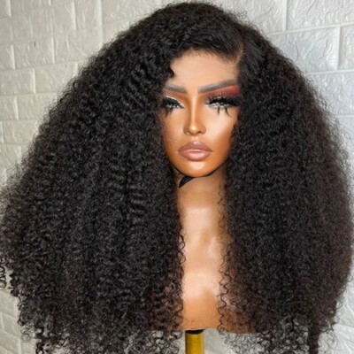 300% Density Kinky Curly Human Hair Wig Raw Indian Hair 13X4 Hd Lace Frontal Wig