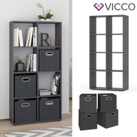 Raumteiler Standregal BüCherregal 8 FäCher Scutum Grau Hochregal Faltbox Vicco