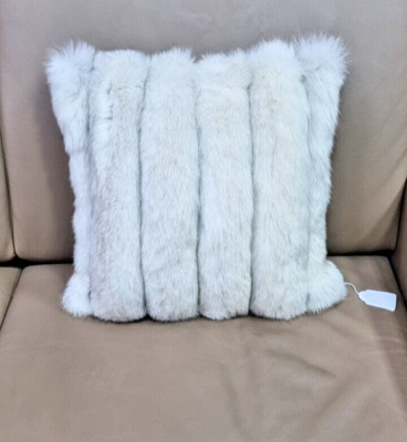 NEW! Blue Fox Decorative Cushion REAL FUR REAL FUR FOX 46 x 46 cm Upcycled