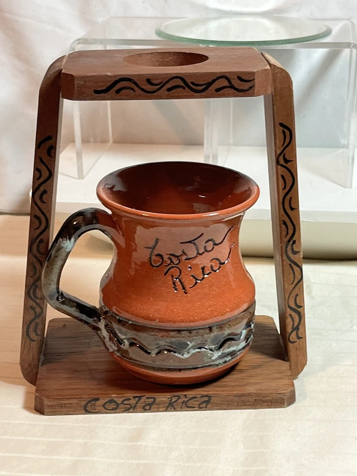 Cafetera/té costarricense recuerdo de viaje difusor étnico tribal cerámica usado en excelente estado Foto 2 de 4