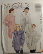 McCall's 7337 Misses Loose Fitting Tunic & Scarf Size 6-10 NEW UNCUT Vintage