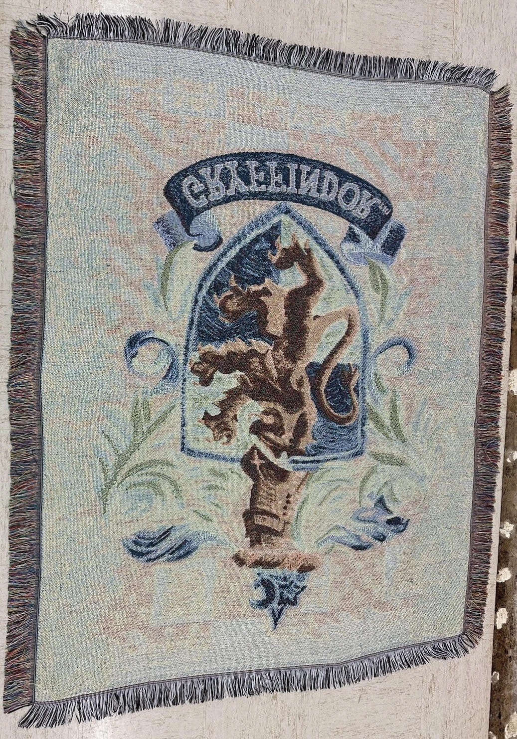 Harry Potter Gryffindor Crest Wall Hanging Tapestry Woven Throw Blanket Fringe