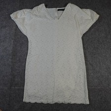 Ralph Lauren Dress Womens 8 A-Line Mini Eyelet Cottagecore White Shift V Neck
