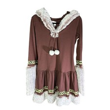Eskimo Kisses CA Costume Adults Size L Brown Dress Hood Faux Fur Trim