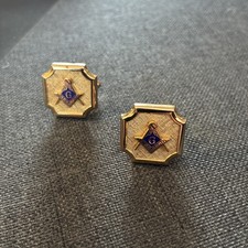 Vintage Gold Tone  Cufflinks - Masonic Symbols 