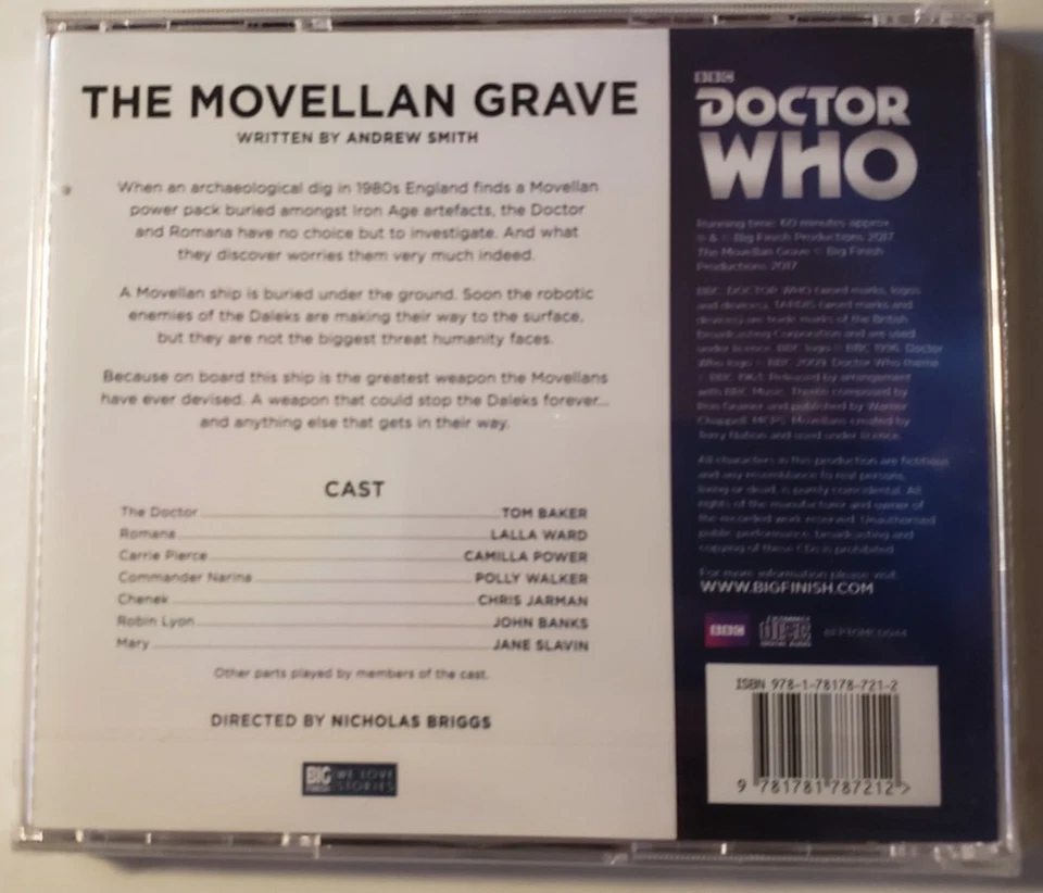 DOCTOR WHO Big Finish Audio CD Tom Baker 4th Doctor 6.7 The Movellan Grave NEW - Image 2 of 2