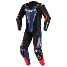 Alpinestars GP Force V2 Tuta Moto da Corsa in Pelle 1PZ Nero Blu Rosso Fluo