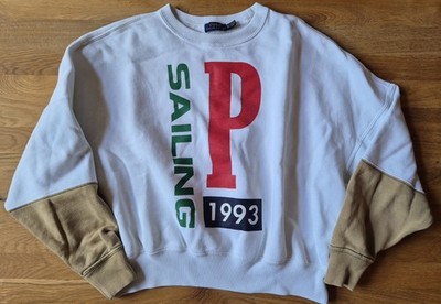 Vintage Polo Ralph Lauren Sweatshirt XS Damen Weiß Beige Sailing 1993 Pullover