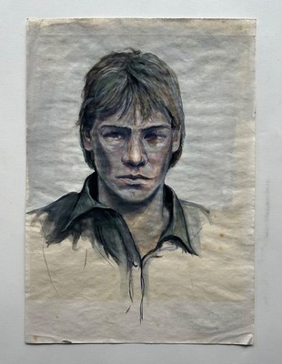 Aquarell Porträt junger Mann 29,3 x 20,8 cm Franz Leitenmeier Lauingen