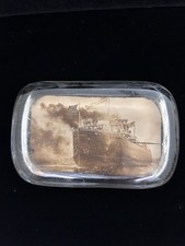 Antique SS Pere Marquette 18 Ferry Ship Glass Photo Paperweight