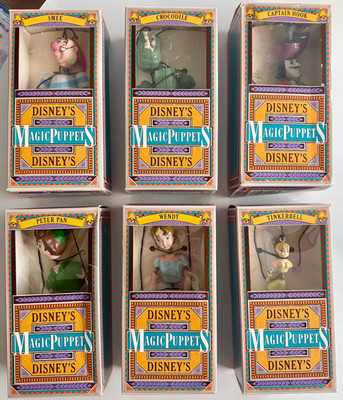 1999 Vintage Disney's Magic Puppet Lot 6 Peter Pan Characters NIB