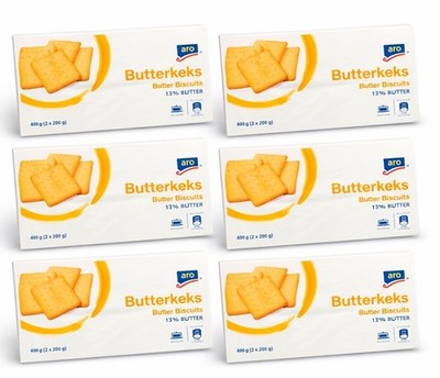 6x Aro Butterkeks 400g (2x200g) 13% Butter Kekse Gebäck Vorratspack