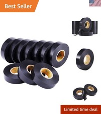 10-Pack Black Electrical Tape Waterproof, 3/4 in x 66ft, Industrial Grade / L...