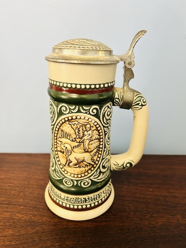 Avon Beer Stein 1978 Handcrafted in Brazil, Vintage Fishing Hunting Theme