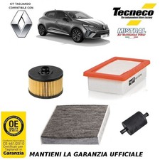 KIT FILTRI PER RENAULT CLIO 1.0 TCe 100CV GPL 2022-2024 H4DF4 74KW 101CV