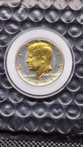 DANBURY MINT 1971 KENNEDY HALF DOLLAR, GOLD & SILVER